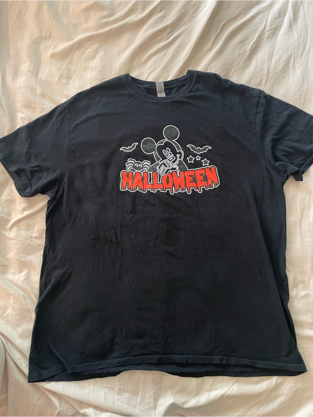 Gildan Black Halloween Graphic Tee with Red Print